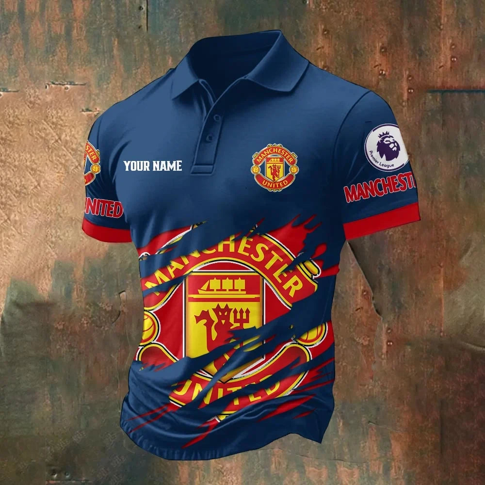 Personalized Manchester United Tear 3D Full Printing Set , Manchester United Tear Shirt , Zipper Polo, Hoodie , Short ,Polo ,hawaii