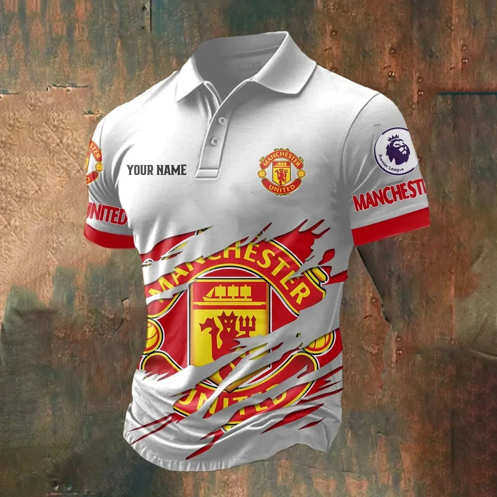 Personalized Manchester United Tear 3D Full Printing Set , Manchester United Tear Shirt , Zipper Polo, Hoodie , Short ,Polo ,hawaii