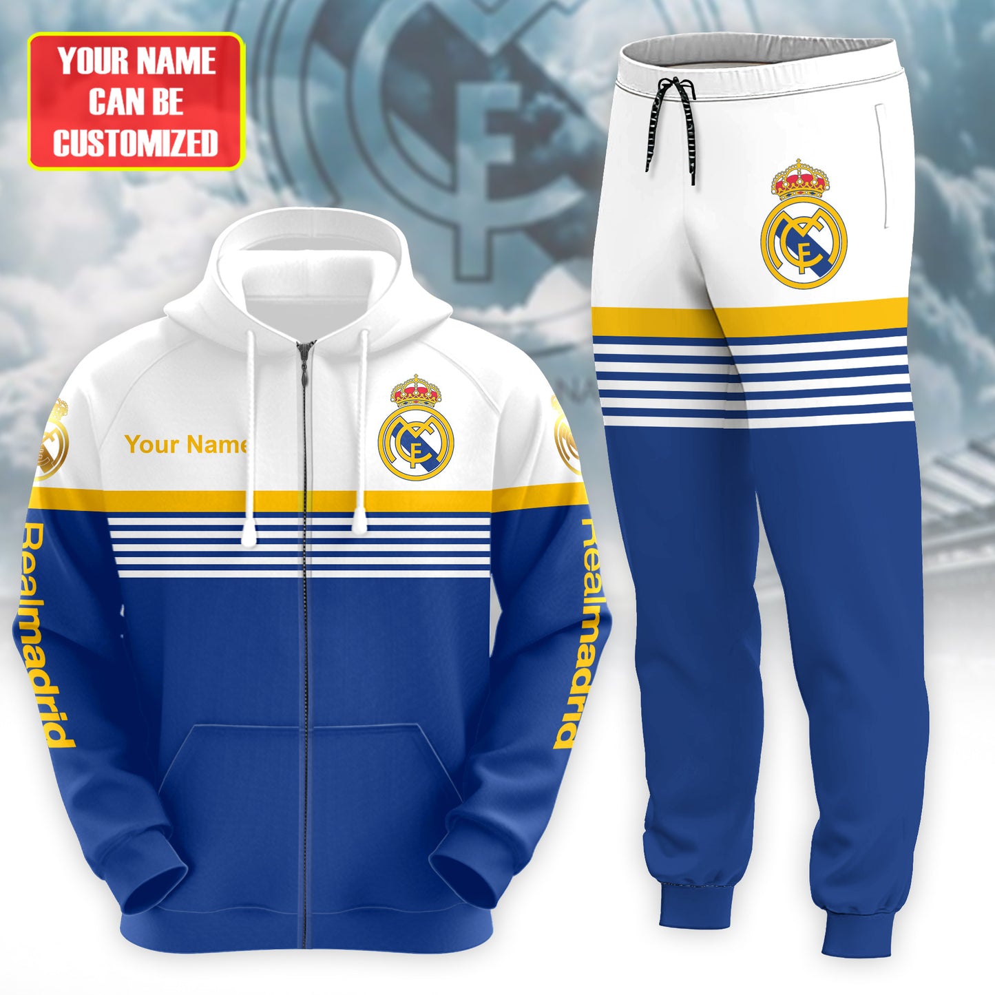 Personalized Real Madrid Q34 3D All over Printed Hoodie and Sweatpants set