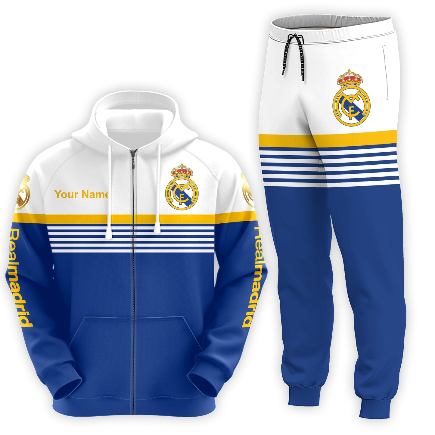 Personalized Real Madrid Q34 3D All over Printed Hoodie and Sweatpants set