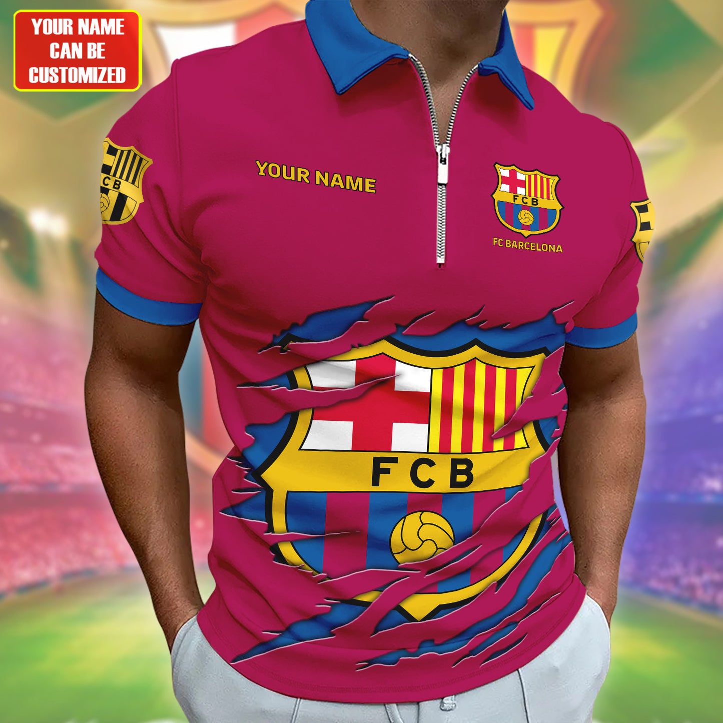 Personalized Barcelona FC 3D Full Printing Set , Barcelona FC Shirt , Barcelona Set , Zipper Polo, Hoodie , Short , Polo , hawaii V6