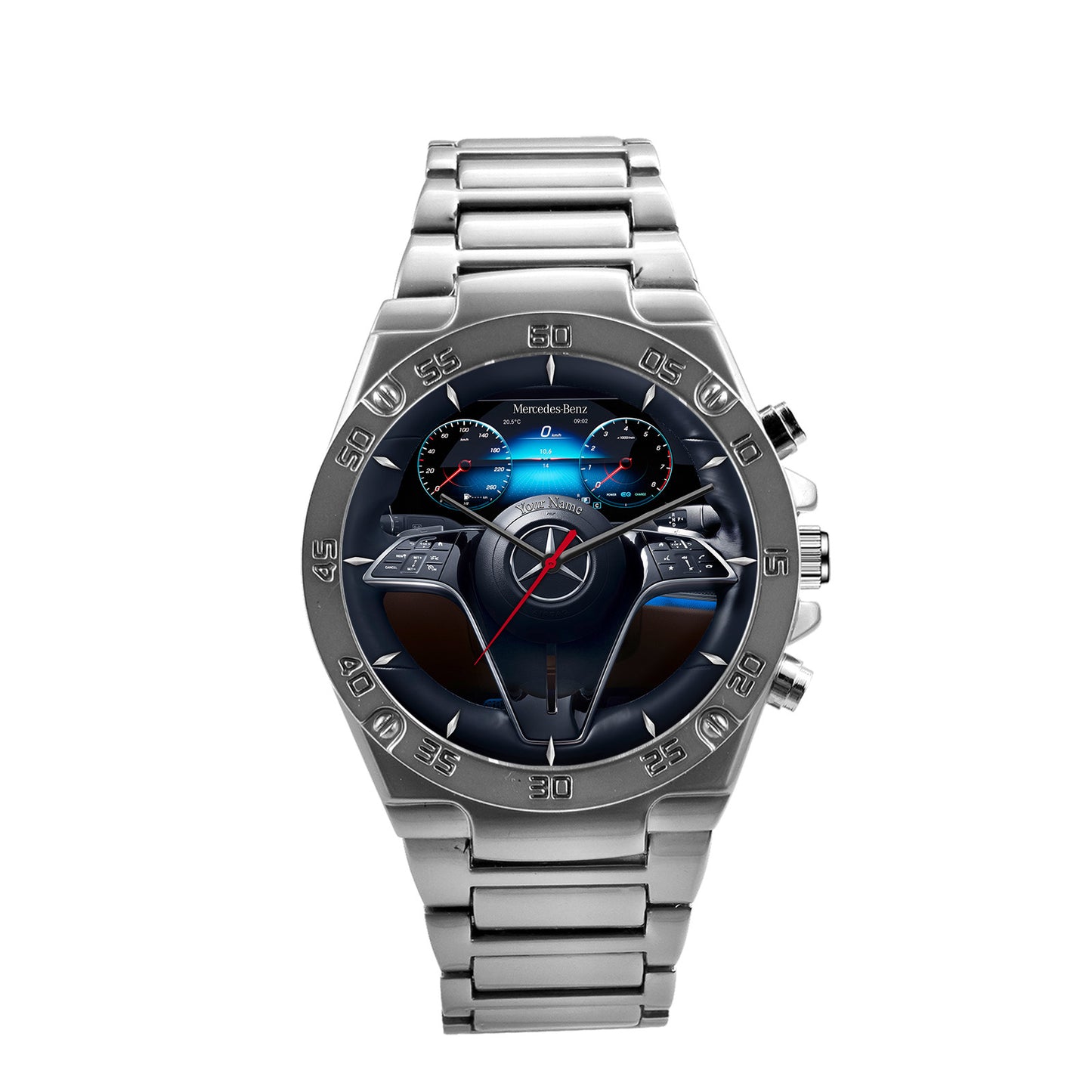 Personalized Merc Cockpit Luxury Dial Steel Watch Q300507