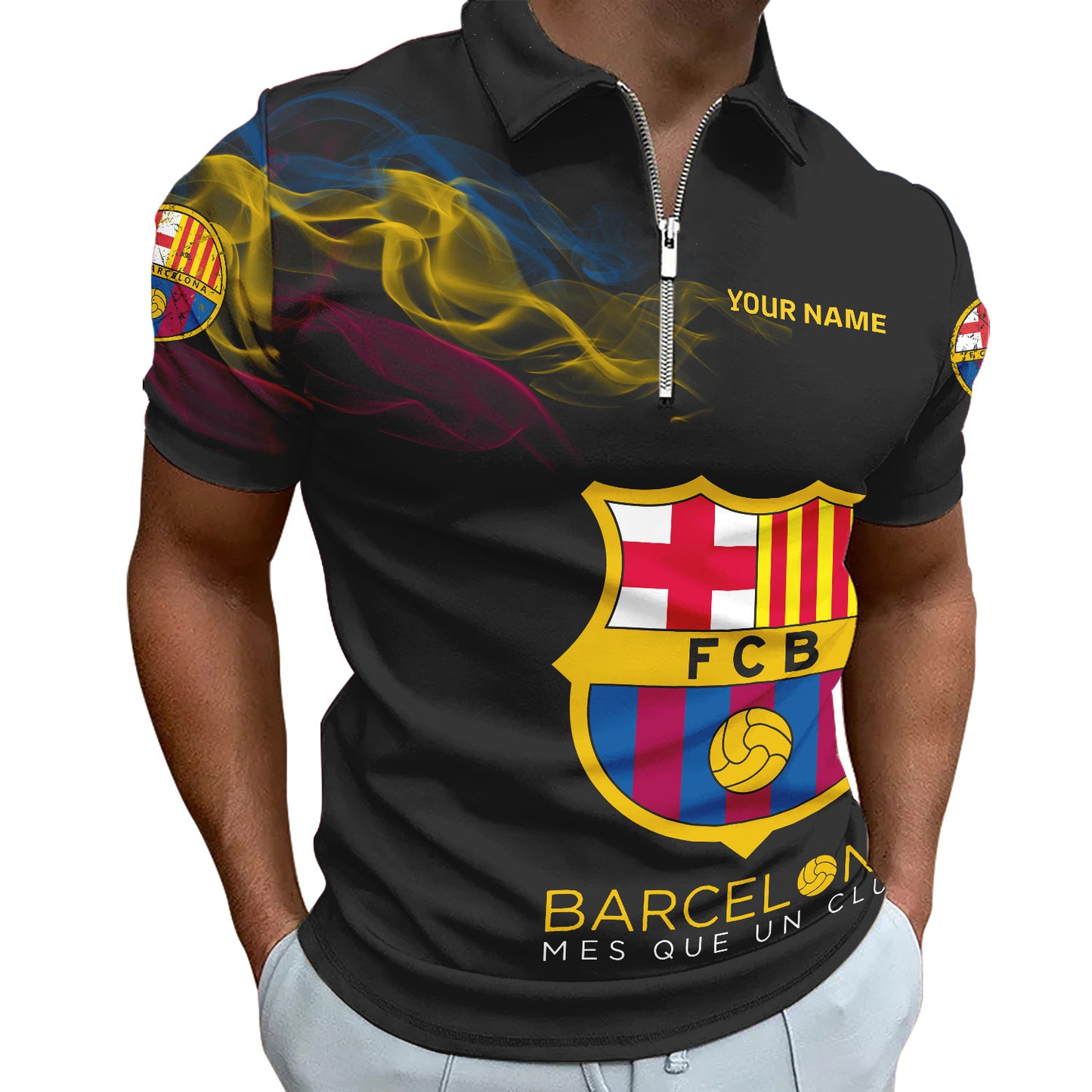 Personalized Barcelona FC 3D Full Printing Set , Barcelona FC Shirt , Barcelona Set , Zipper Polo, Hoodie , Short , Polo , hawaii V8