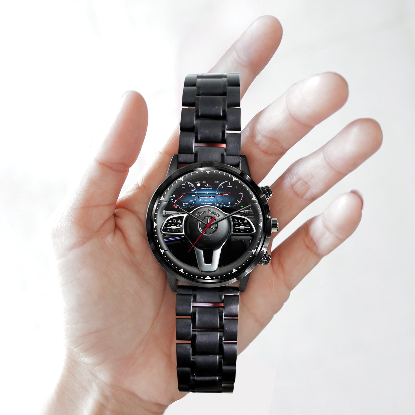Personalized Merc Steering Wheel Luxury Stainless Steel Watch V4