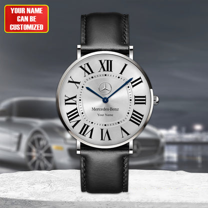 Personalized Merc Cartier Quartz Leather Watch Q070602