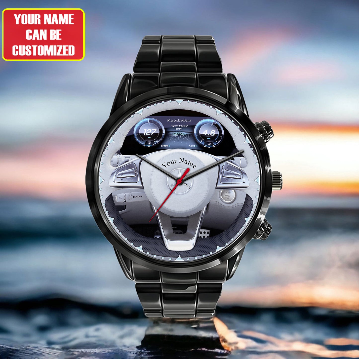 Personalized Merc Steering Wheel Luxury Stainless Steel Watch V5