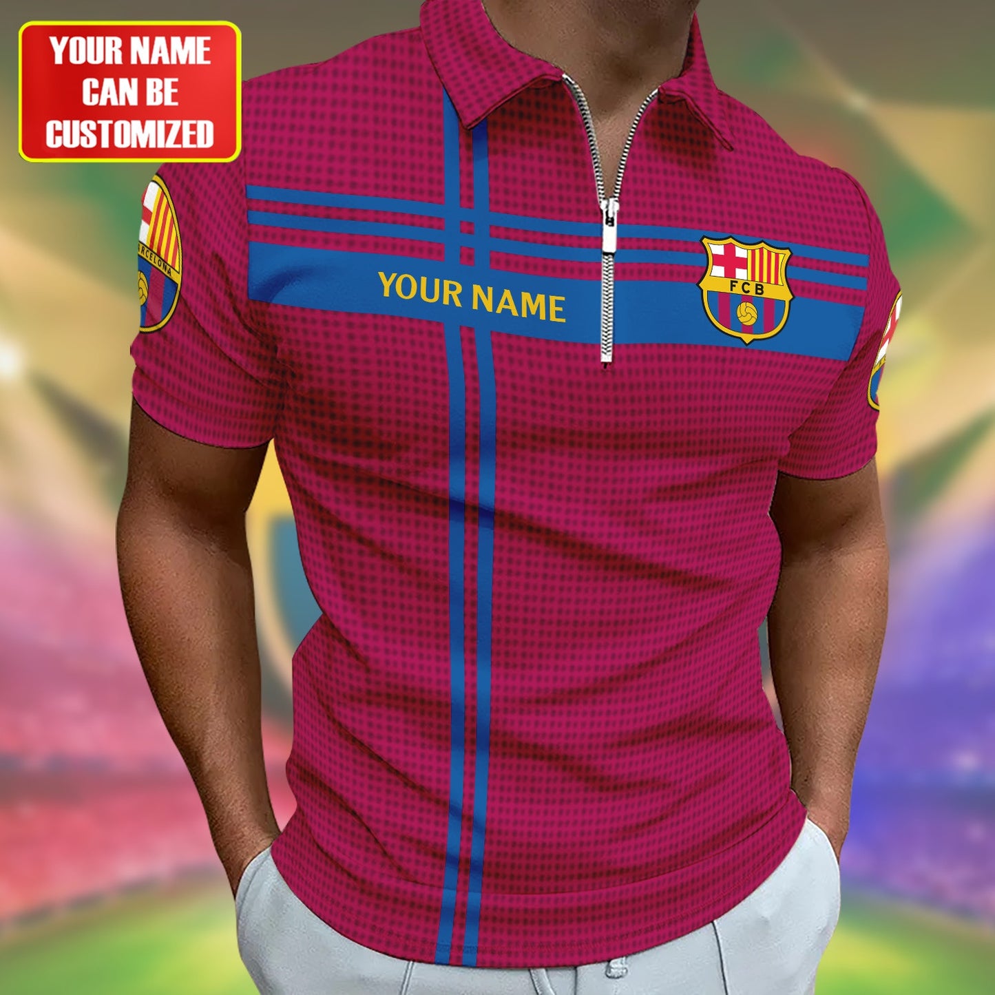 Personalized Barcelona FC 3D Full Printing Set , Barcelona FC Shirt , Barcelona Set , Zipper Polo, Hoodie , Short , Polo , hawaii V14
