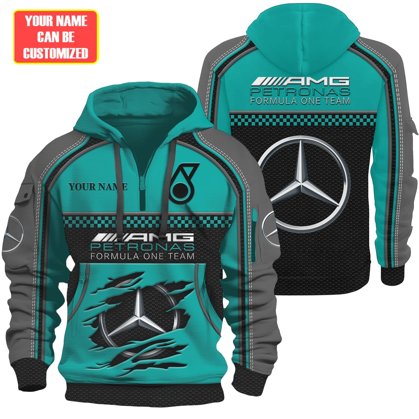 Personalized Merc AMG Petronas 3D Zip-Hoodie Cotton Jacket