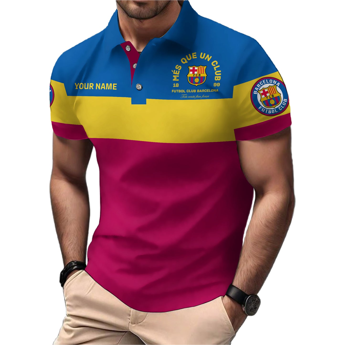 Personalized Barcelona FC 3D Full Printing Set , Barcelona FC Shirt , Barcelona Set , Zipper Polo, Hoodie , Short , Polo , hawaii V15