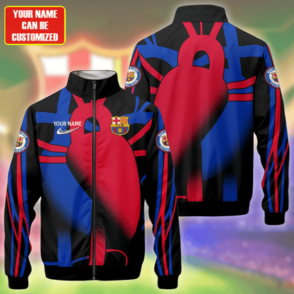 Personalized Barcelona FC Zipper Stand Collar Jacket & Sweatpants V8