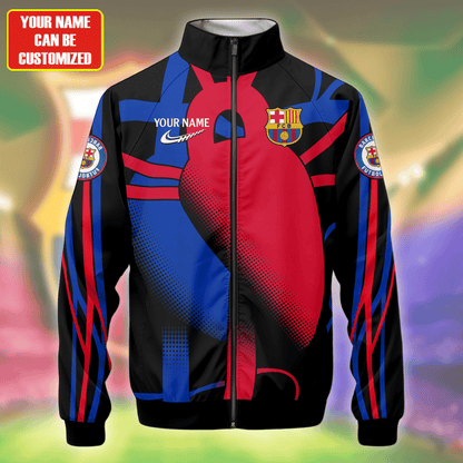Personalized Barcelona FC Zipper Stand Collar Jacket & Sweatpants V8