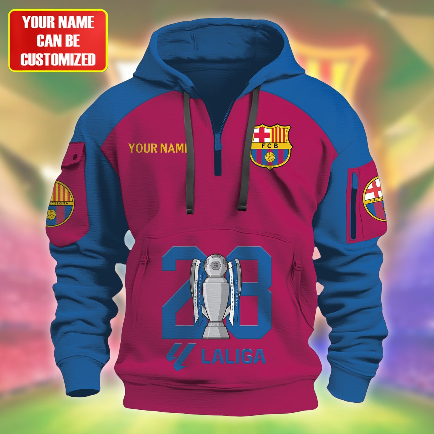 Personalized Barcelona Champions 3D Zip-Hoodie Cotton Jacket