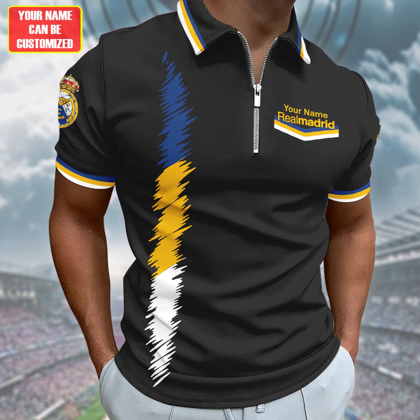 Personalized Real Madrid 3D Full Printing Set , Real Madrid Shirt , Real Madrid Set , Zipper Polo, Hoodie , Short , Polo , hawaii