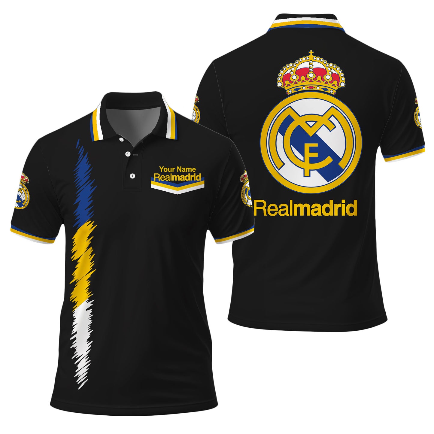 Personalized Real Madrid 3D Full Printing Set , Real Madrid Shirt , Real Madrid Set , Zipper Polo, Hoodie , Short , Polo , hawaii