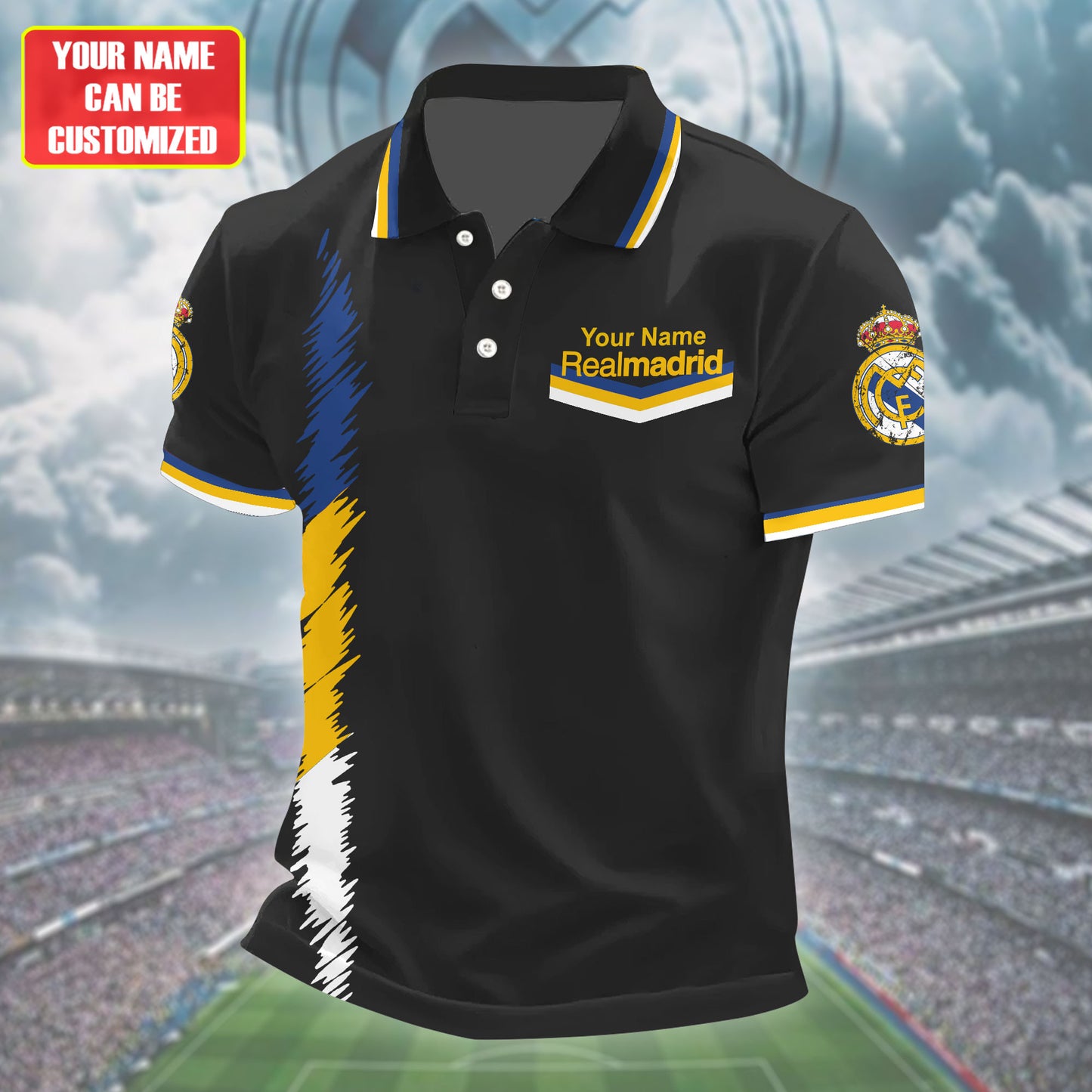 Personalized Real Madrid 3D Full Printing Set , Real Madrid Shirt , Real Madrid Set , Zipper Polo, Hoodie , Short , Polo , hawaii