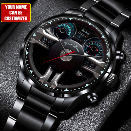 Personalized F Mustang Cockpit Luxury Stainless Steel Watch