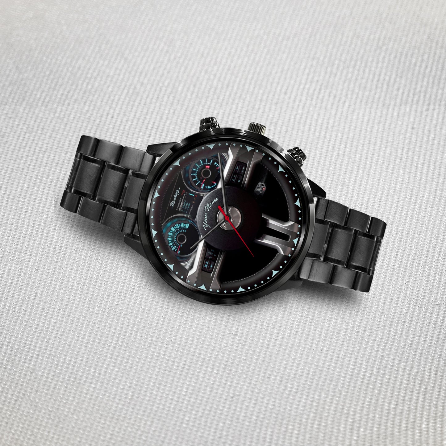 Personalized F Mustang Cockpit Luxury Stainless Steel Watch