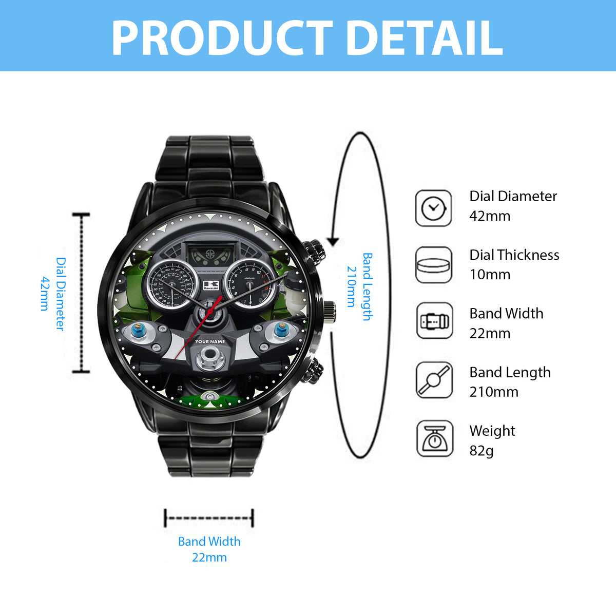 Personalized Kw Motor Cockpit Luxury Stainless Steel Watch