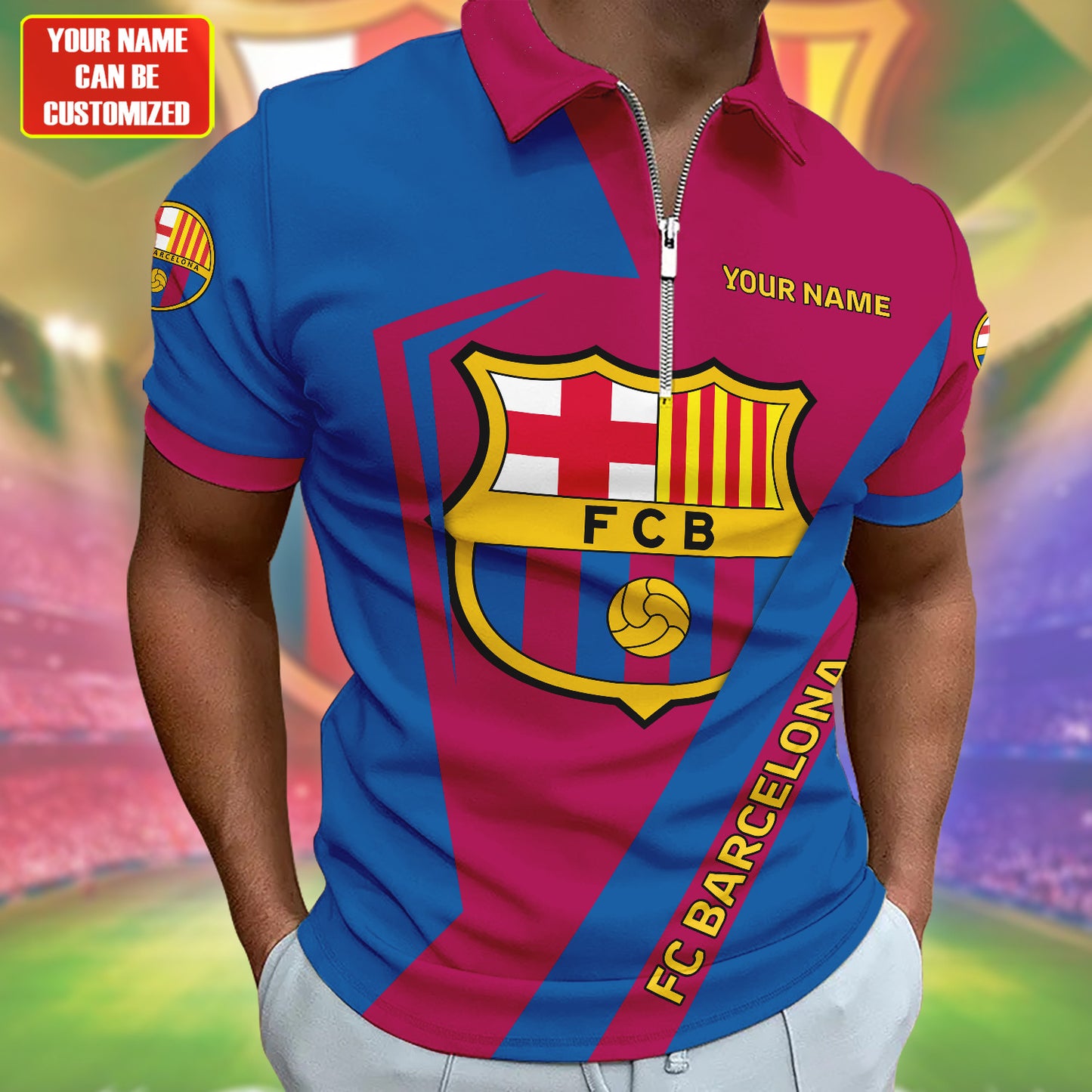 Personalized Barcelona FC 3D Full Printing Set , Barcelona FC Shirt , Barcelona Set , Zipper Polo, Hoodie , Short , Polo , hawaii V16