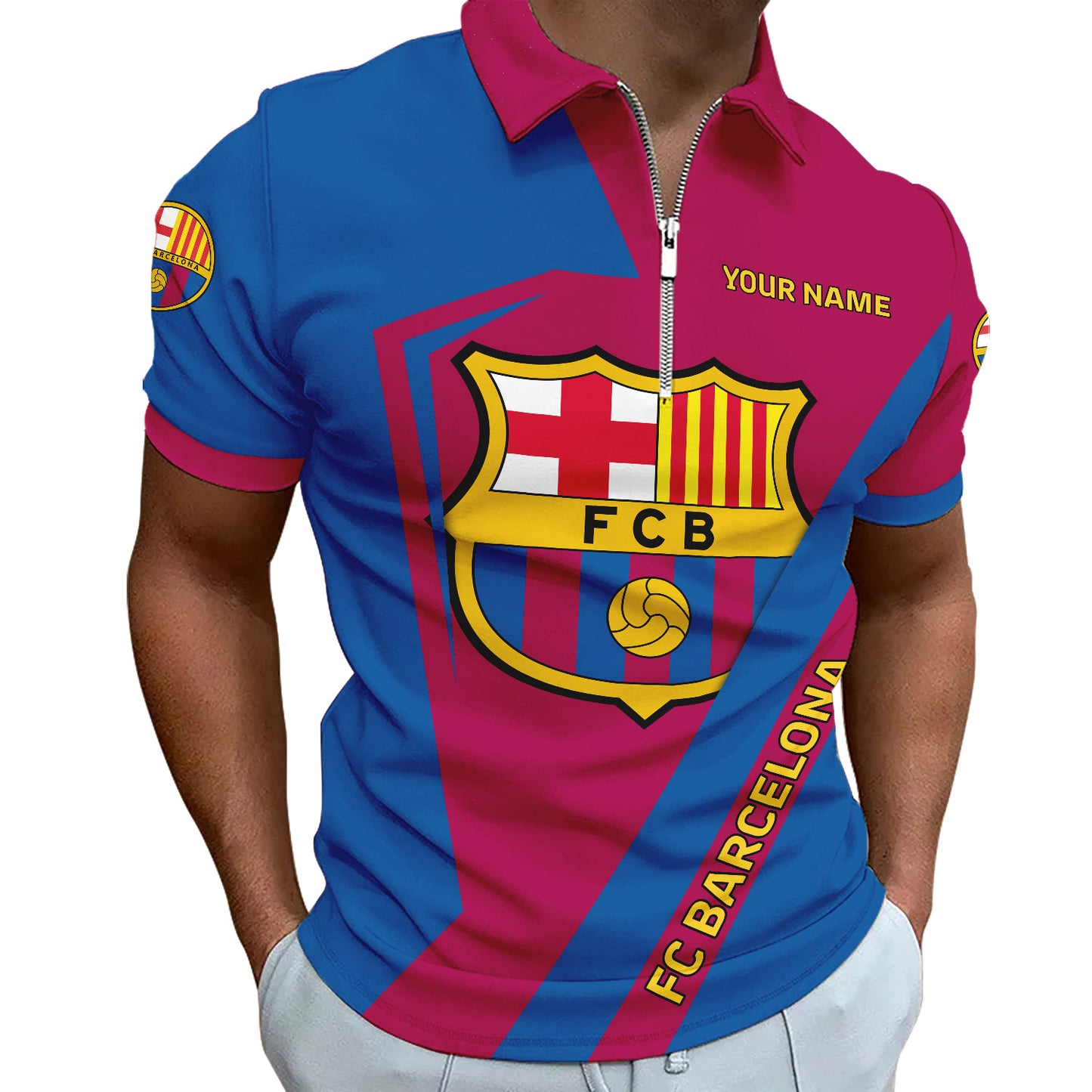 Personalized Barcelona FC 3D Full Printing Set , Barcelona FC Shirt , Barcelona Set , Zipper Polo, Hoodie , Short , Polo , hawaii V16