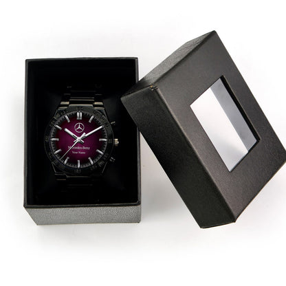 Personalized Merc Purple Line Dial Steel Watch
