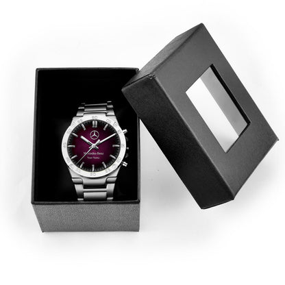 Personalized Merc Purple Line Dial Steel Watch