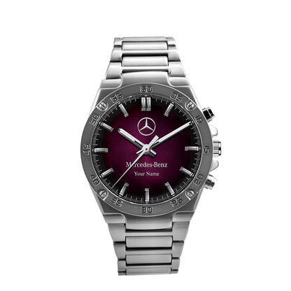 Personalized Merc Purple Line Dial Steel Watch