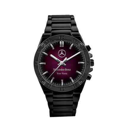 Personalized Merc Purple Line Dial Steel Watch