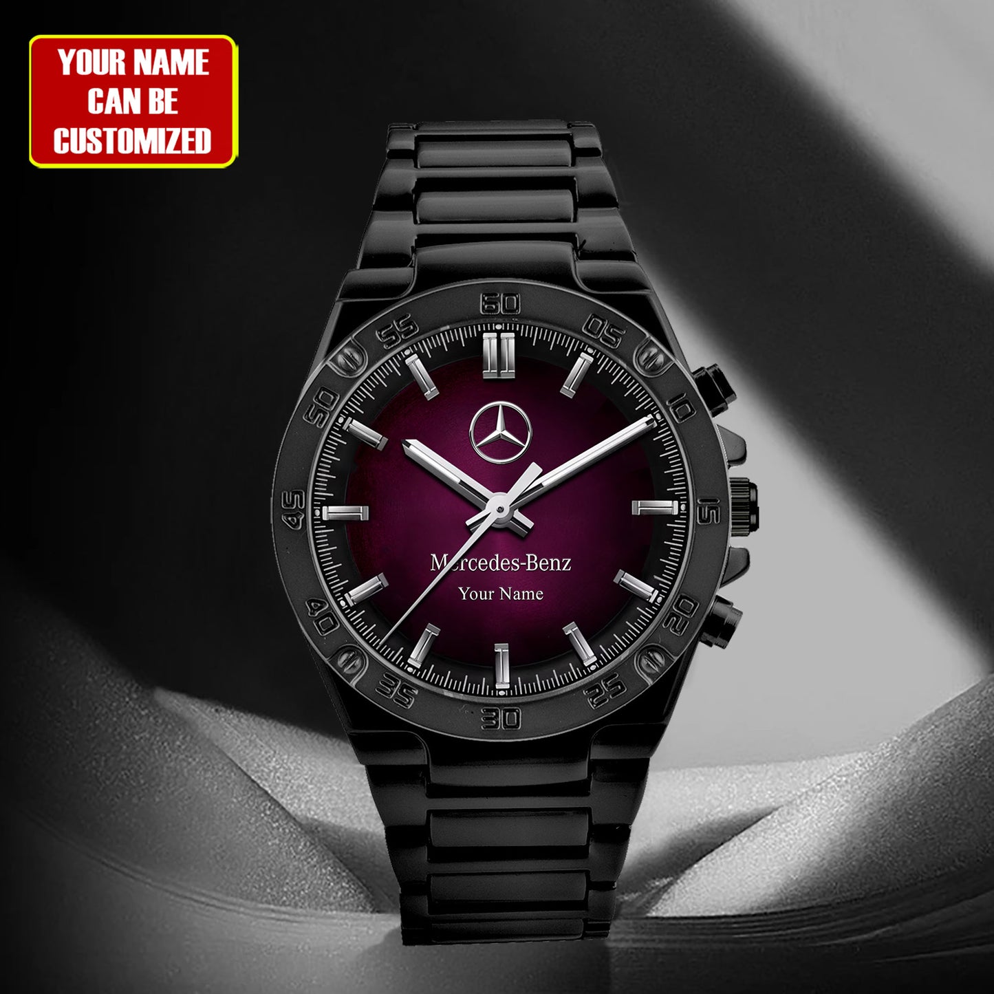 Personalized Merc Purple Line Dial Steel Watch