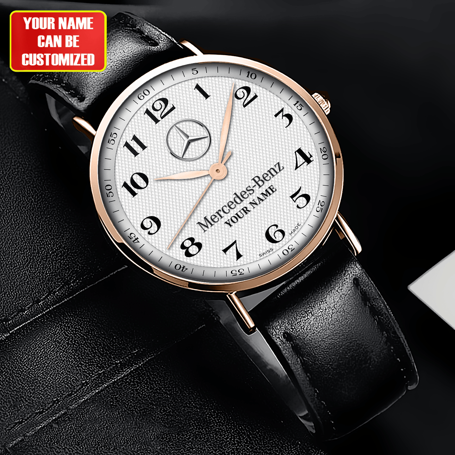 Personalized Merc Longiness Quartz Leather Watch Q170606