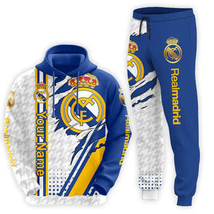 Personalized Real Madrid Tear 3D All over Printed Hoodie and Sweatpants set V2