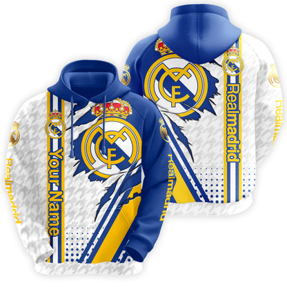 Personalized Real Madrid Tear 3D All over Printed Hoodie and Sweatpants set V2