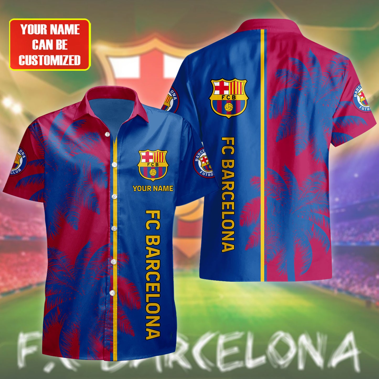 Personalized Barcelona FC Tropical Hawaii Shirt Beach Short