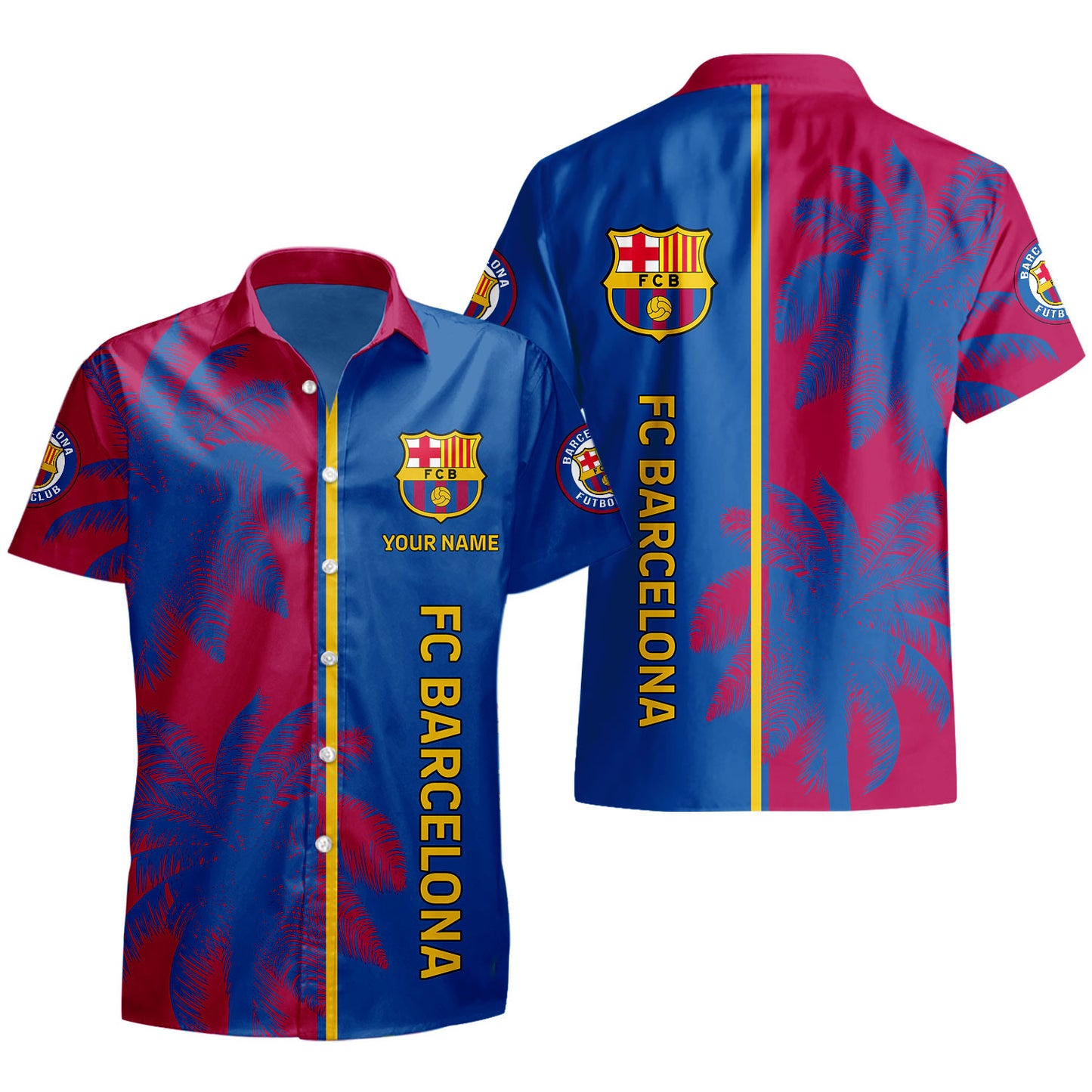 Personalized Barcelona FC Tropical Hawaii Shirt Beach Short