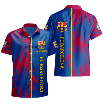 Personalized Barcelona FC Tropical Hawaii Shirt Beach Short