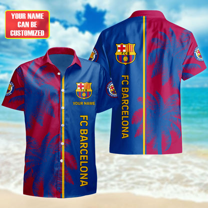 Personalized Barcelona FC Tropical Hawaii Shirt Beach Short