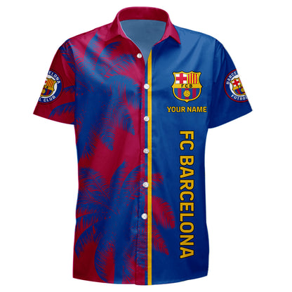 Personalized Barcelona FC Tropical Hawaii Shirt Beach Short