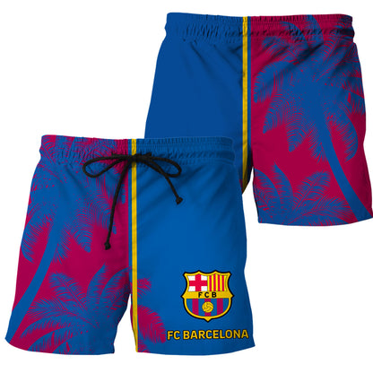 Personalized Barcelona FC Tropical Hawaii Shirt Beach Short