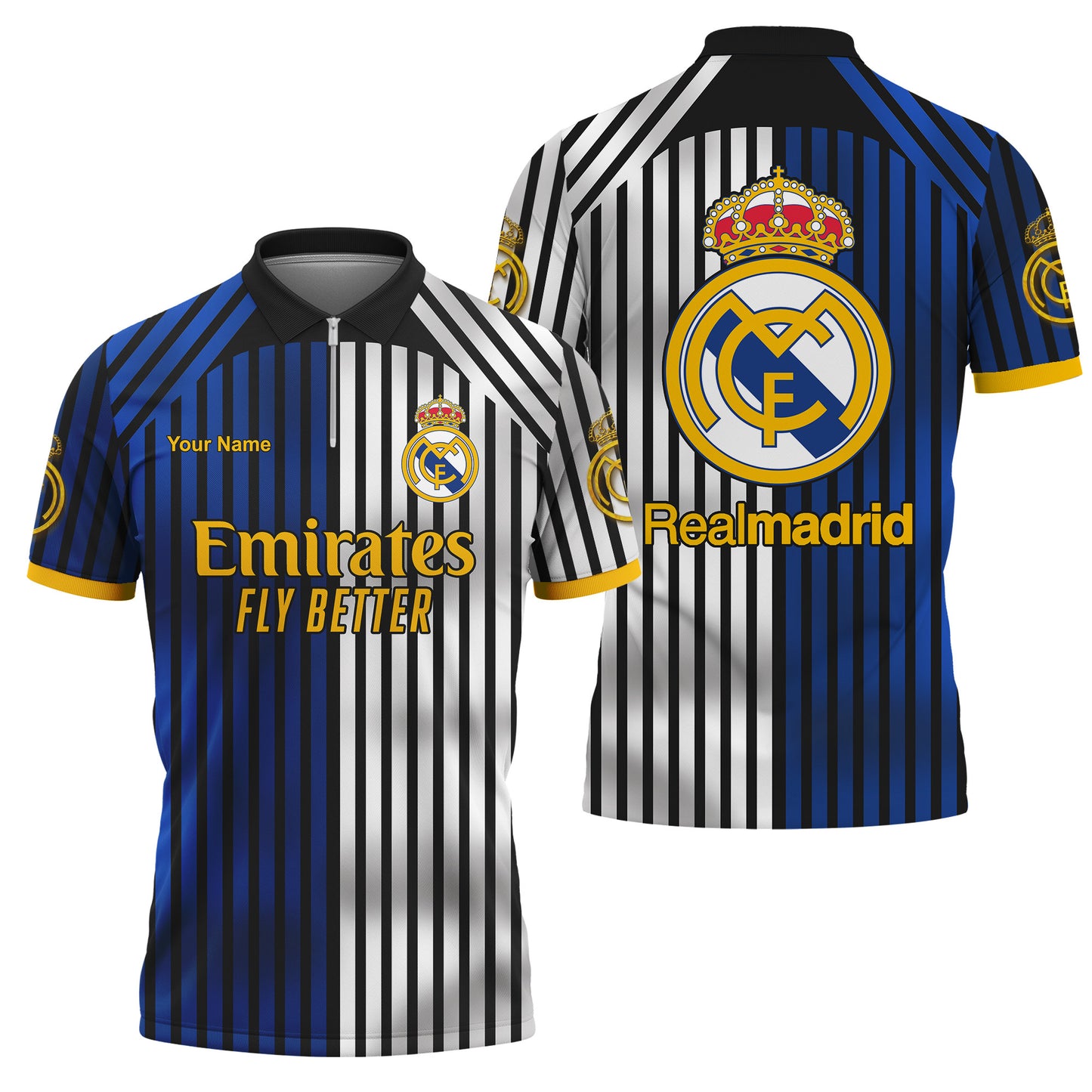 Personalized Real Madrid Q6 3D Full Printing Set , Real Madrid Q6 Shirt , Real Madrid Set , Zipper Polo, Hoodie , Short , Polo , hawaii