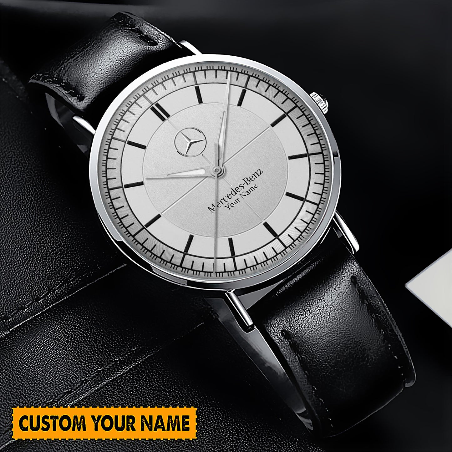 Personalized Merc Raymond Weil Quartz Leather Watch
