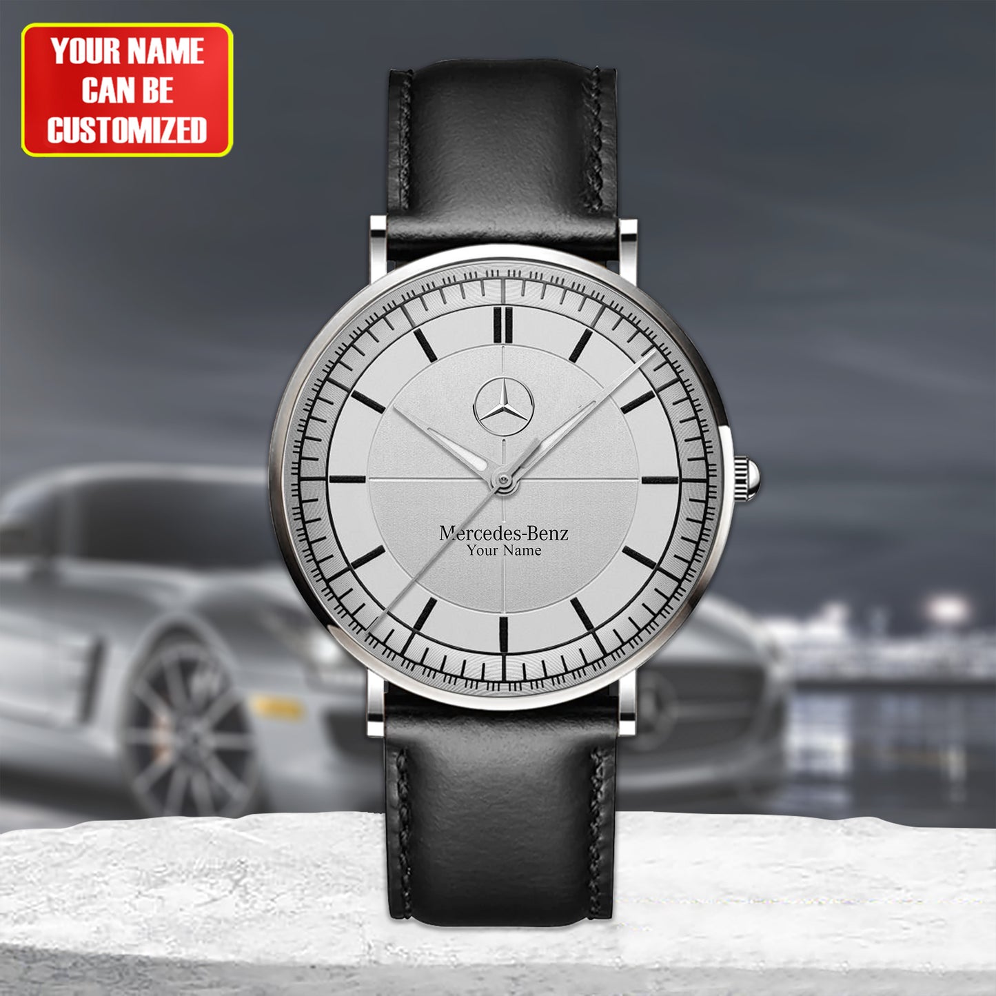 Personalized Merc Raymond Weil Quartz Leather Watch