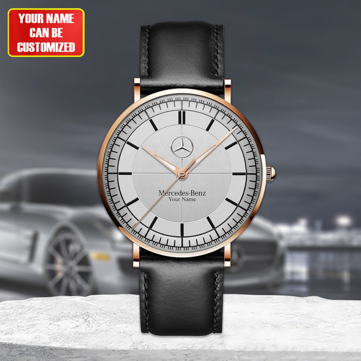 Personalized Merc Raymond Weil Quartz Leather Watch