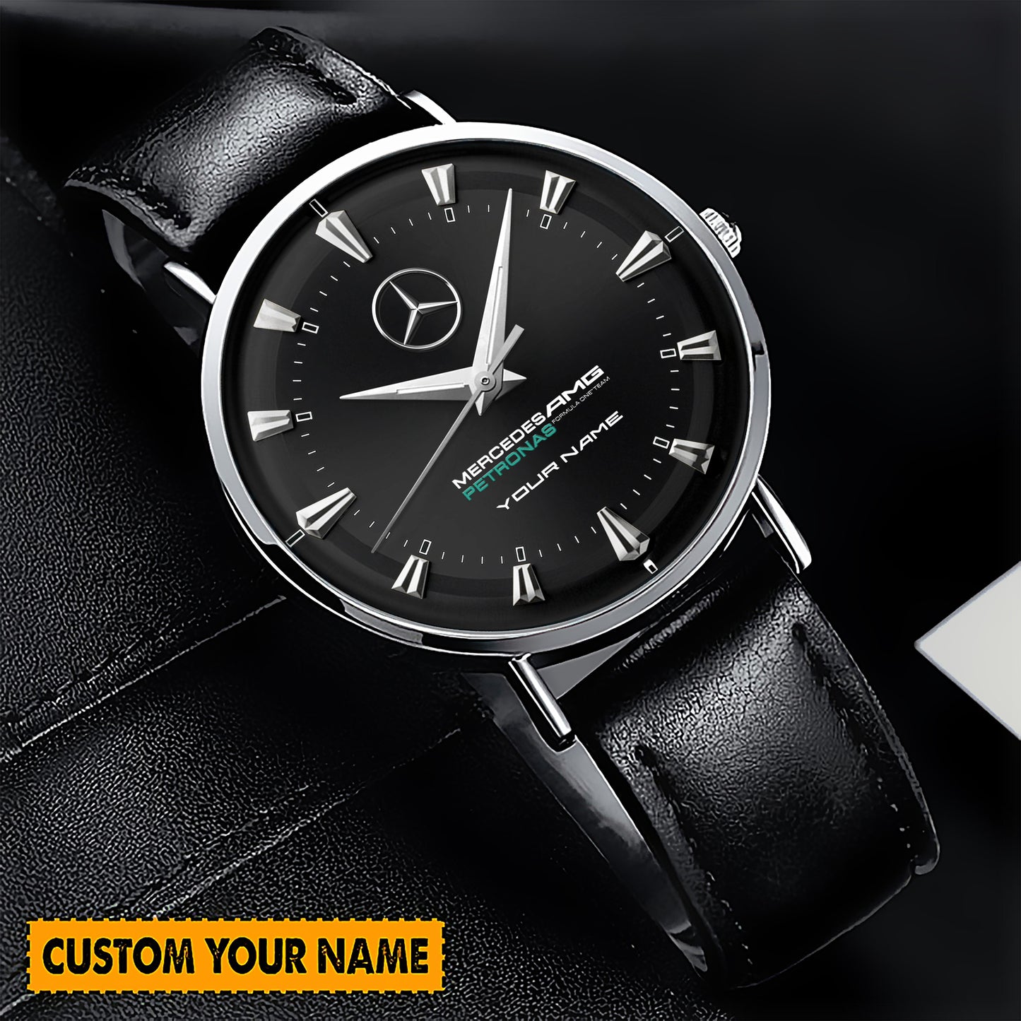 Personalized Merc AMG Petronas Quartz Leather Watch