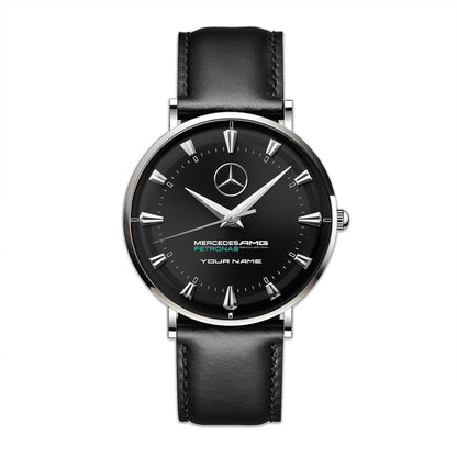 Personalized Merc AMG Petronas Quartz Leather Watch