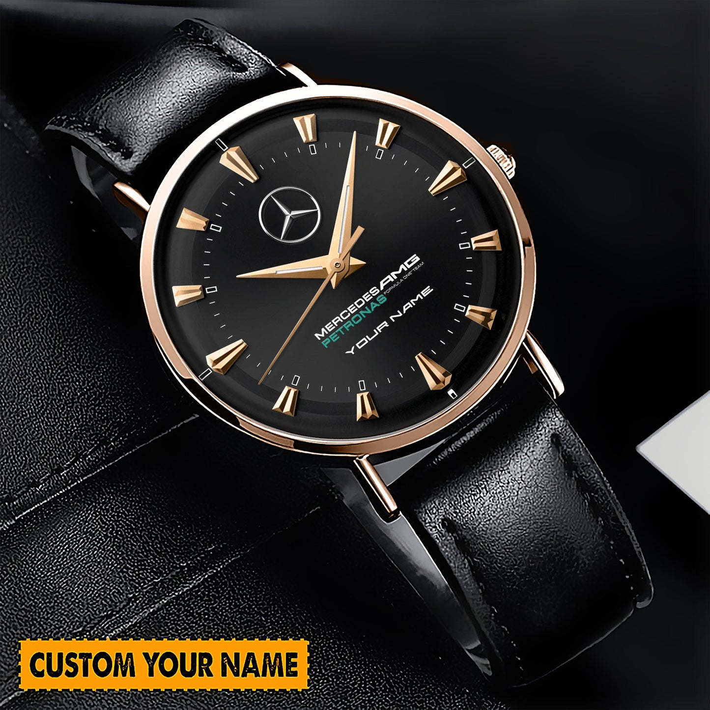 Personalized Merc AMG Petronas Quartz Leather Watch