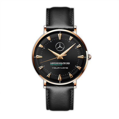 Personalized Merc AMG Petronas Quartz Leather Watch