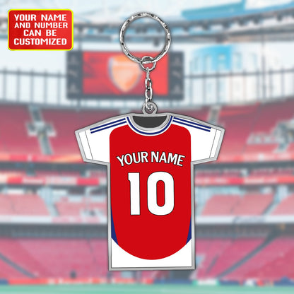 Personalized Football Shirt Keyring - Arsenal Fan Keyring, Football Keychain