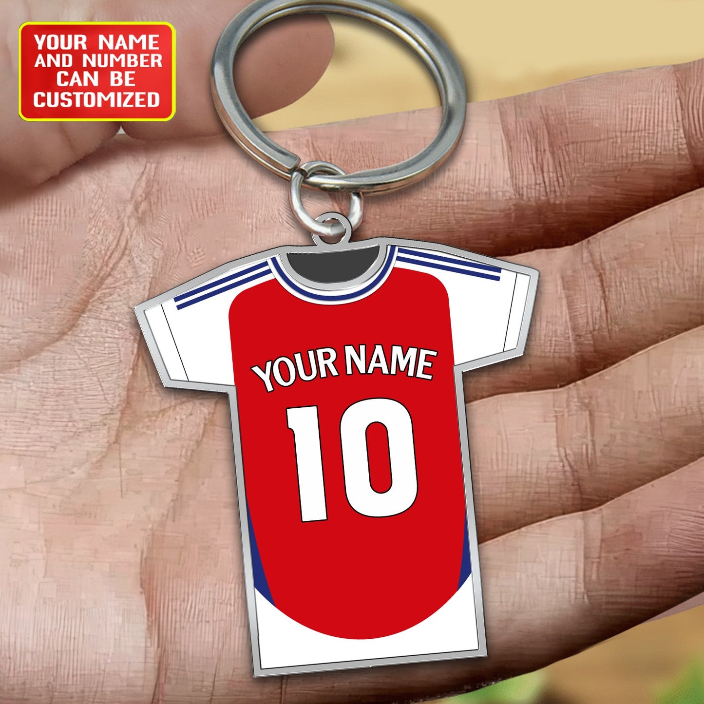 Personalized Football Shirt Keyring - Arsenal Fan Keyring, Football Keychain