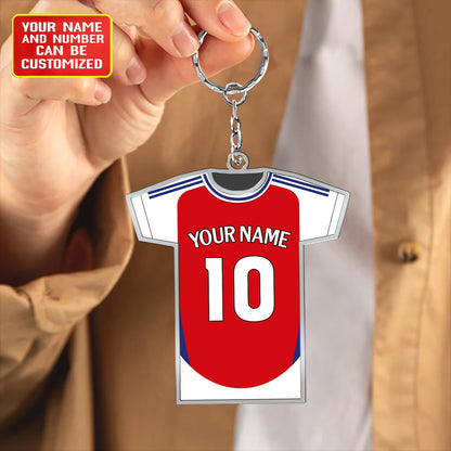 Personalized Football Shirt Keyring - Arsenal Fan Keyring, Football Keychain