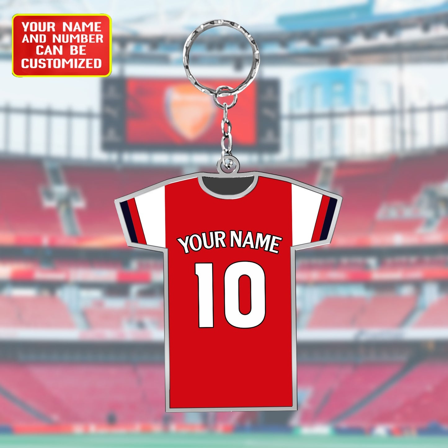 Personalized Football Shirt Keyring - Arsenal Fan Keyring, Football Keychain